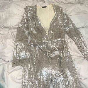 Fashion Nova Jumpsuit  silver
